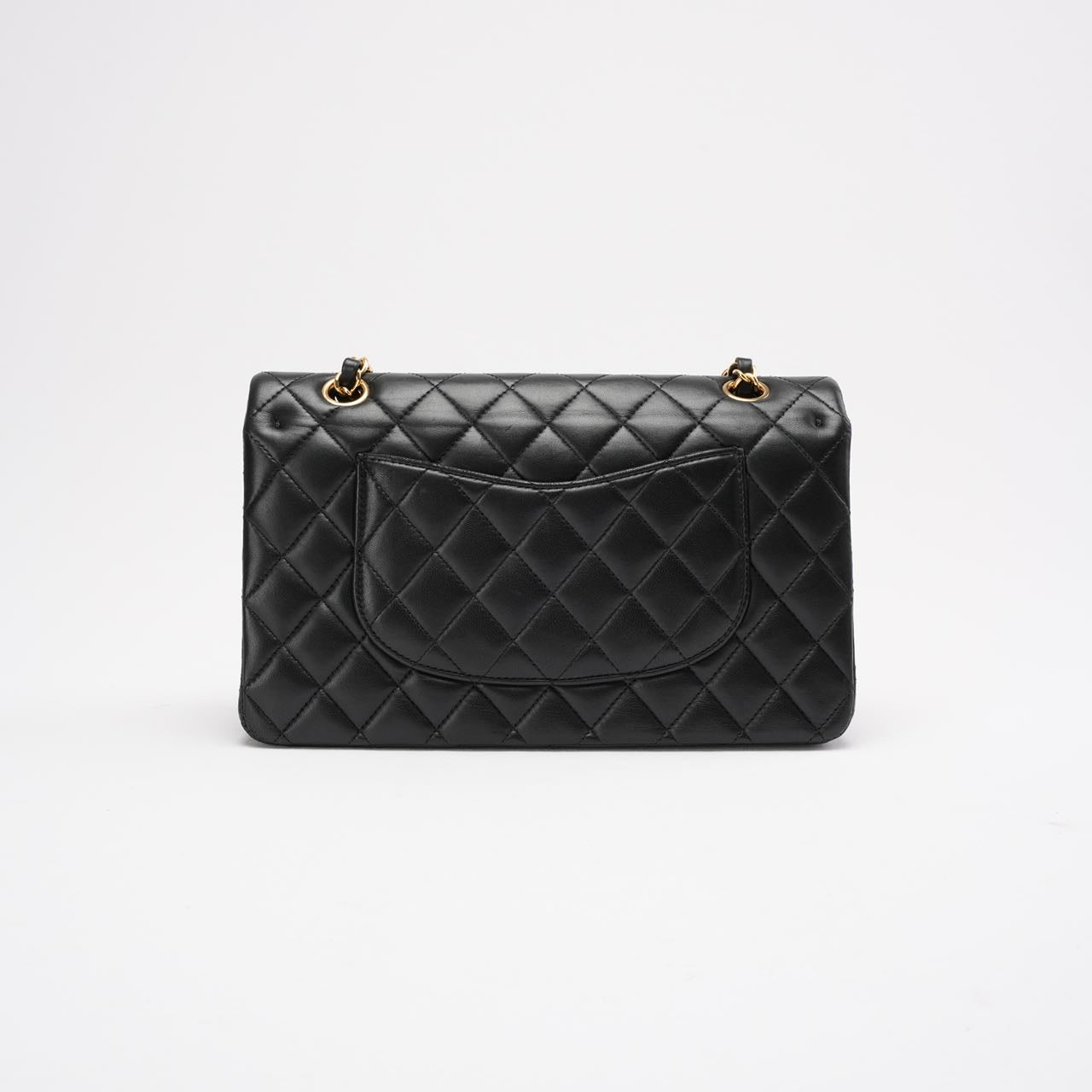 pre-owned coco-vault Chanel Black Medium Classic Double Flap Bag Quilted Leather 2014