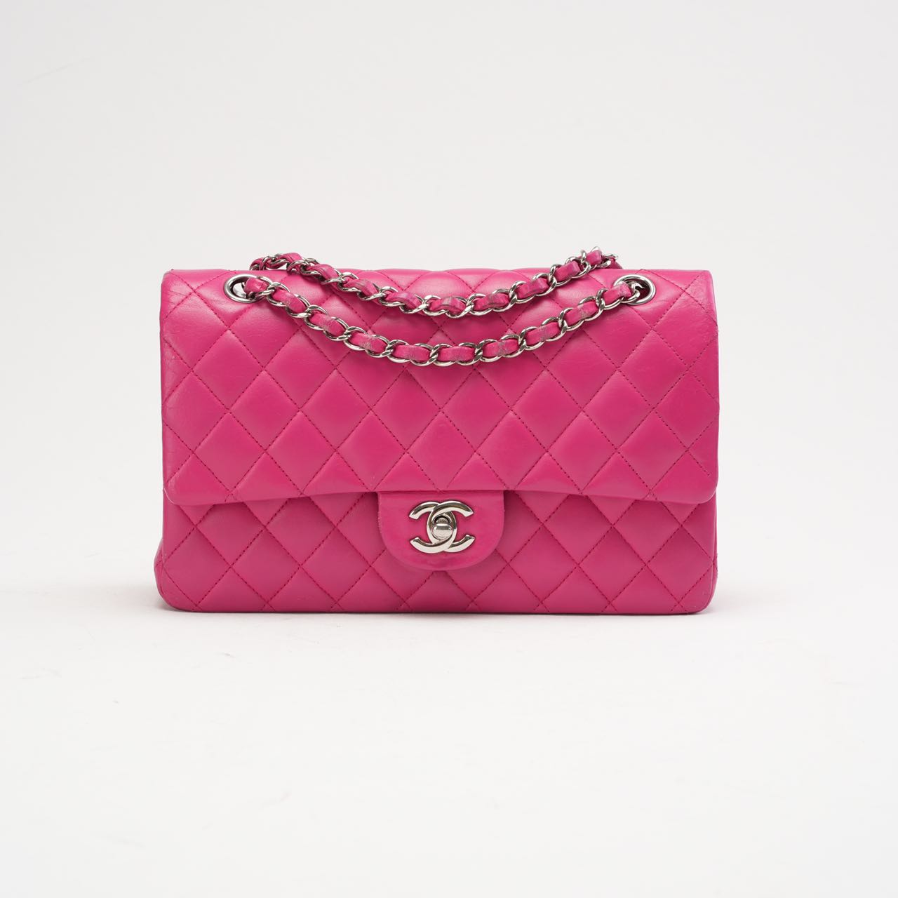 pre-owned coco-vault Chanel Pink Timeless Medium Double Flap Bag 2014
