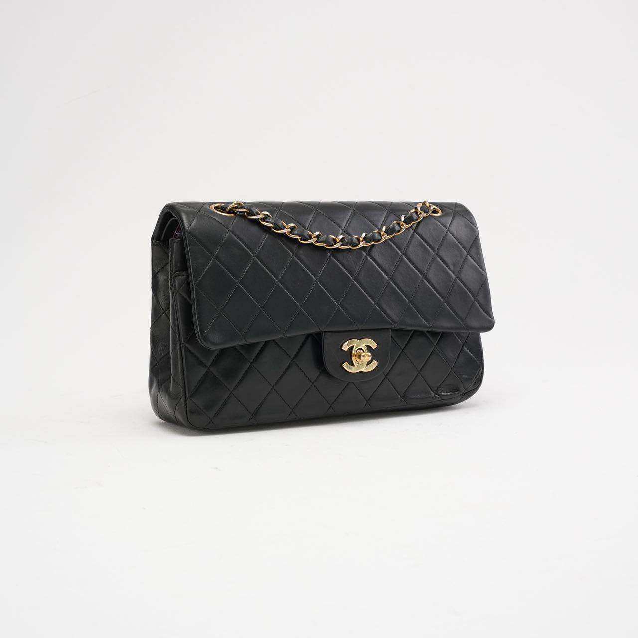pre-owned coco-vault Chanel Vintage Black Medium Classic Double Flap Bag 2003