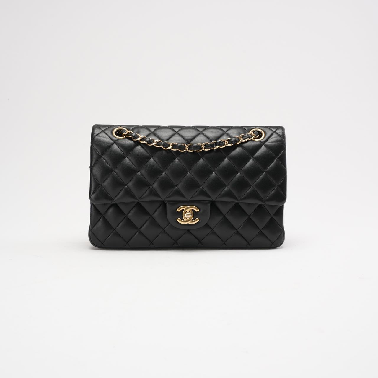 pre-owned coco-vault Chanel Classic Medium Double Flap Bag  Black Lambskin 2012