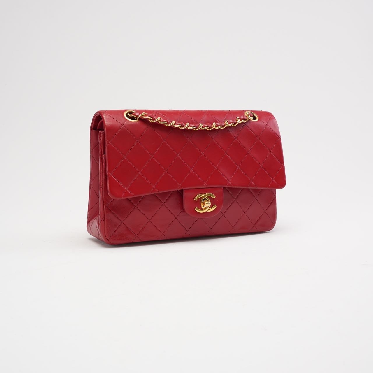 pre-owned coco-vault Chanel Vintage Red Classic Double Flap Bag 1988