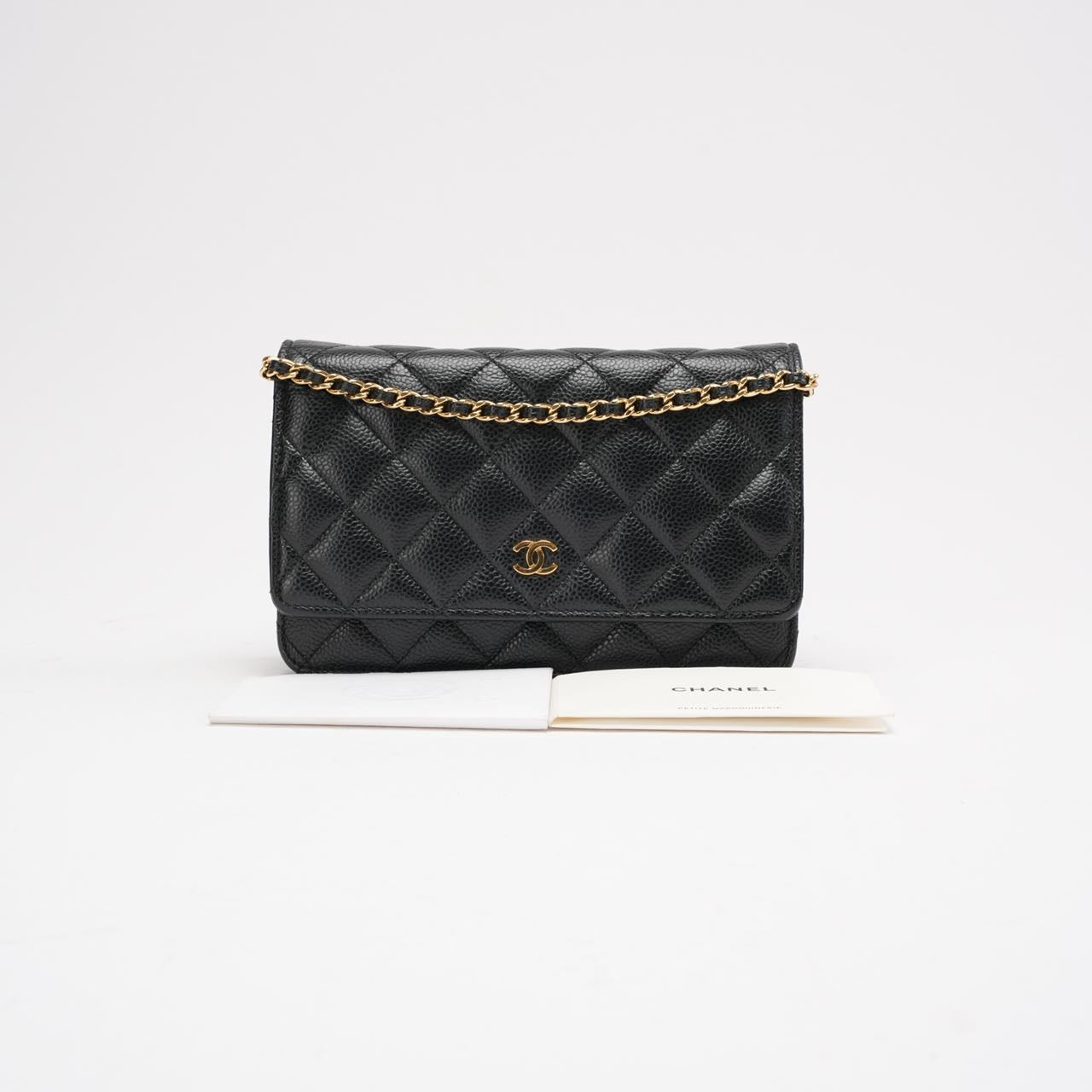 pre-owned coco-vault Chanel Black Classic Wallet on Chain (WOC) Caviar 2018