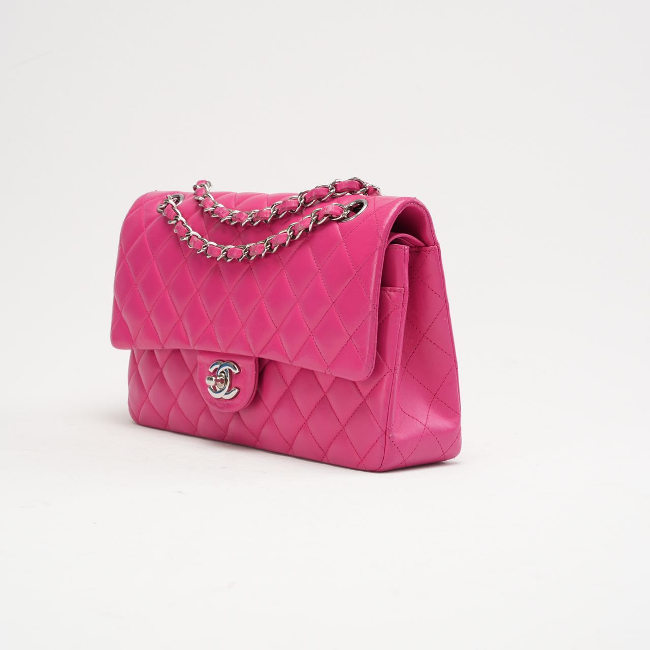 pre-owned coco-vault Chanel Pink Timeless Medium Double Flap Bag 2014