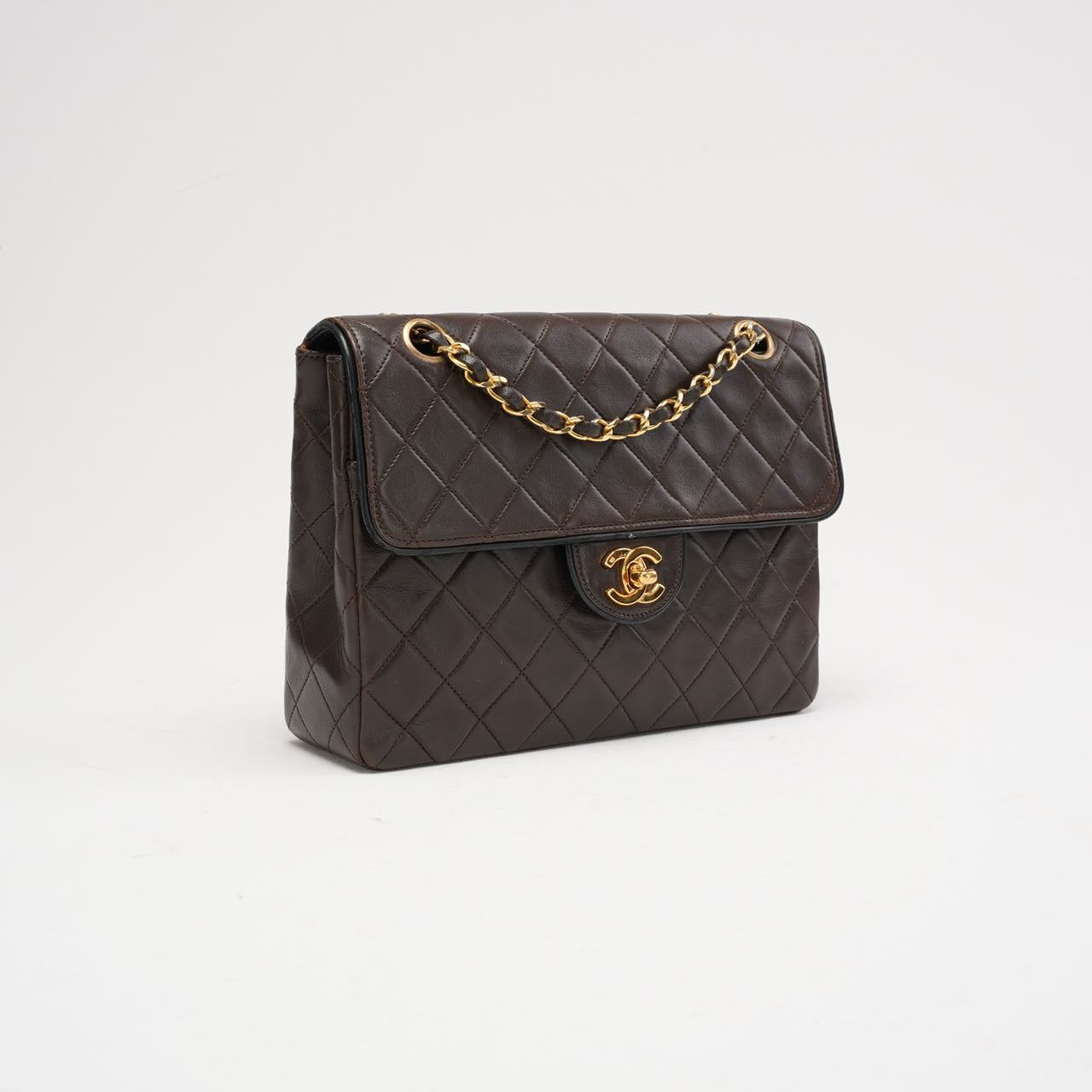 pre-owned coco-vault Chanel Vintage Brown Two-Tone Classic Flap Bag 1991