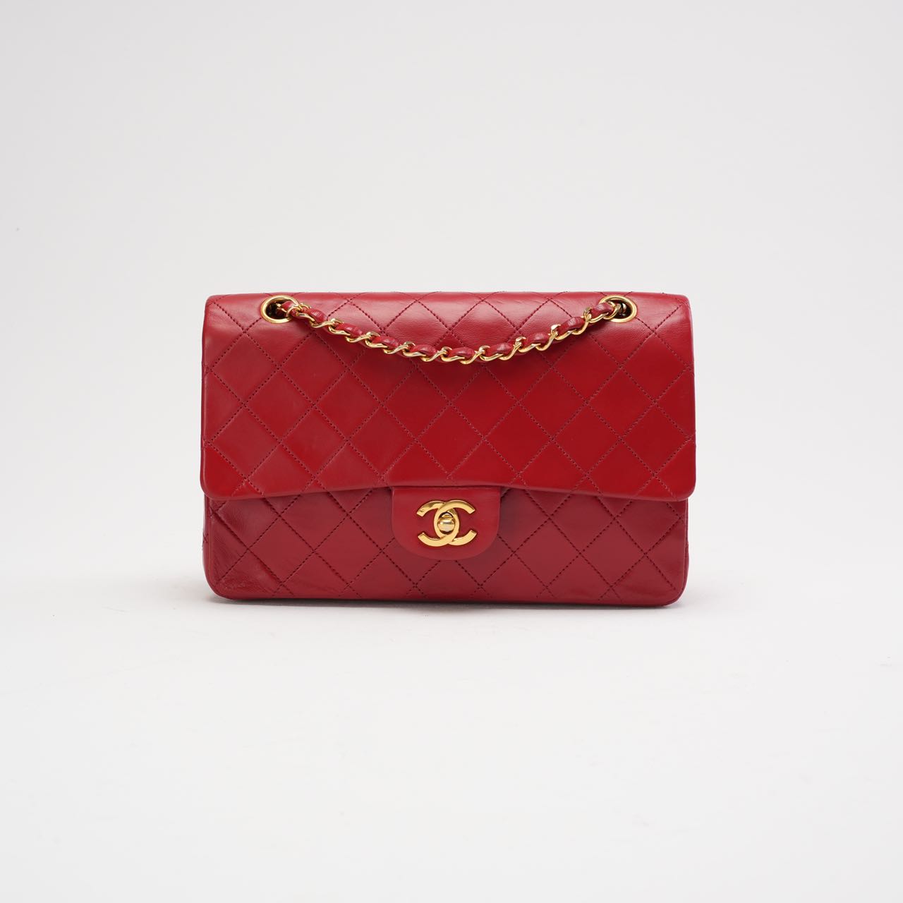 pre-owned coco-vault Chanel Vintage Red Classic Double Flap Bag 1988