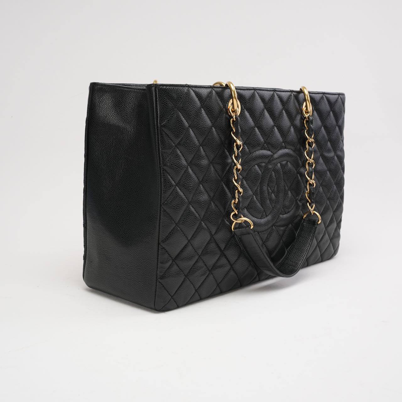 pre-owned coco-vault Chanel Grand Shopping Tote Black GST Caviar 2014