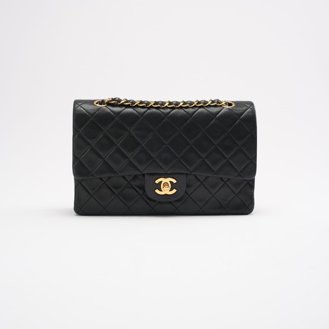 pre-owned coco-vault Chanel Vintage Black Classic Double Flap Bag 1991