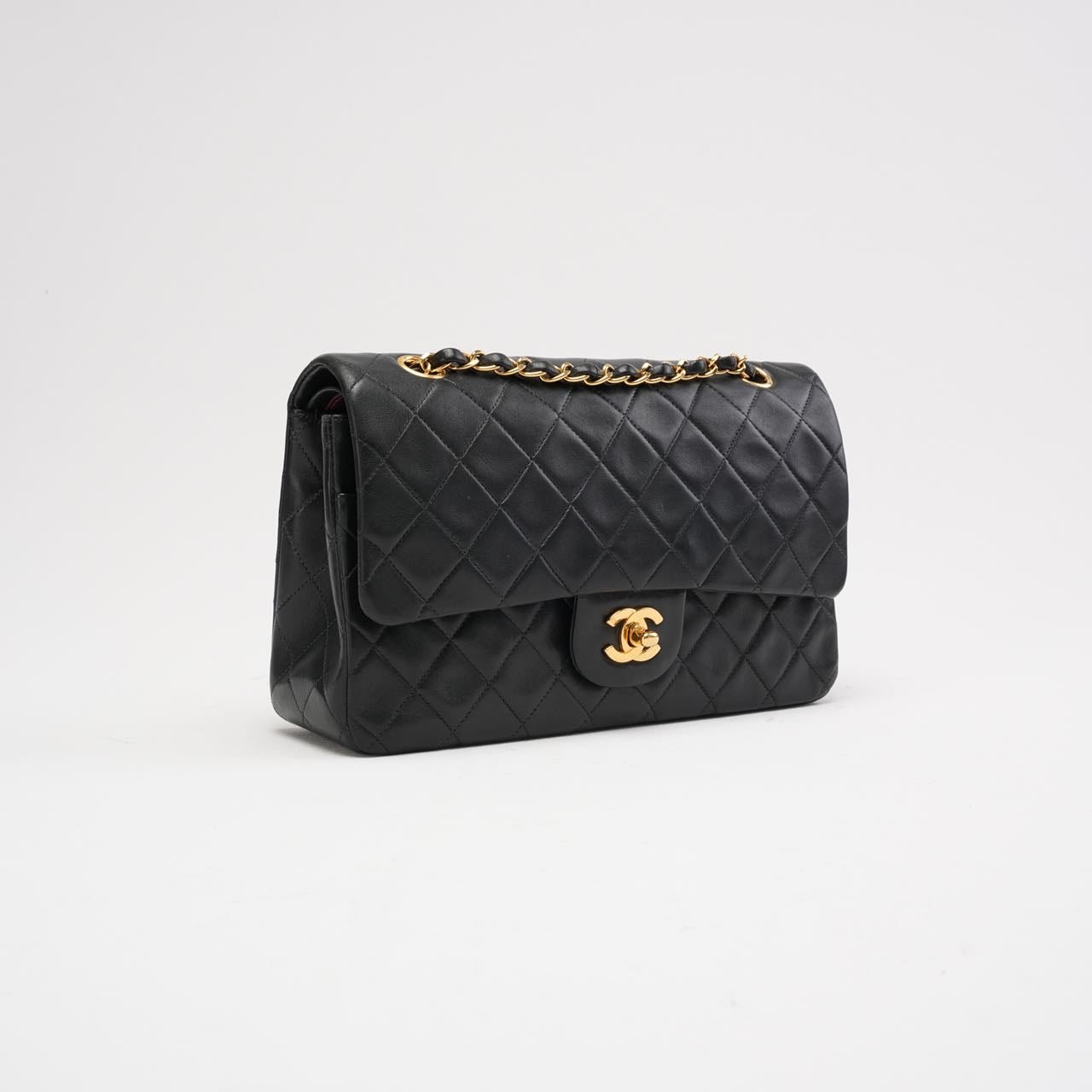 pre-owned coco-vault Chanel Black Vintage Classic Medium Double Flap Bag 1997