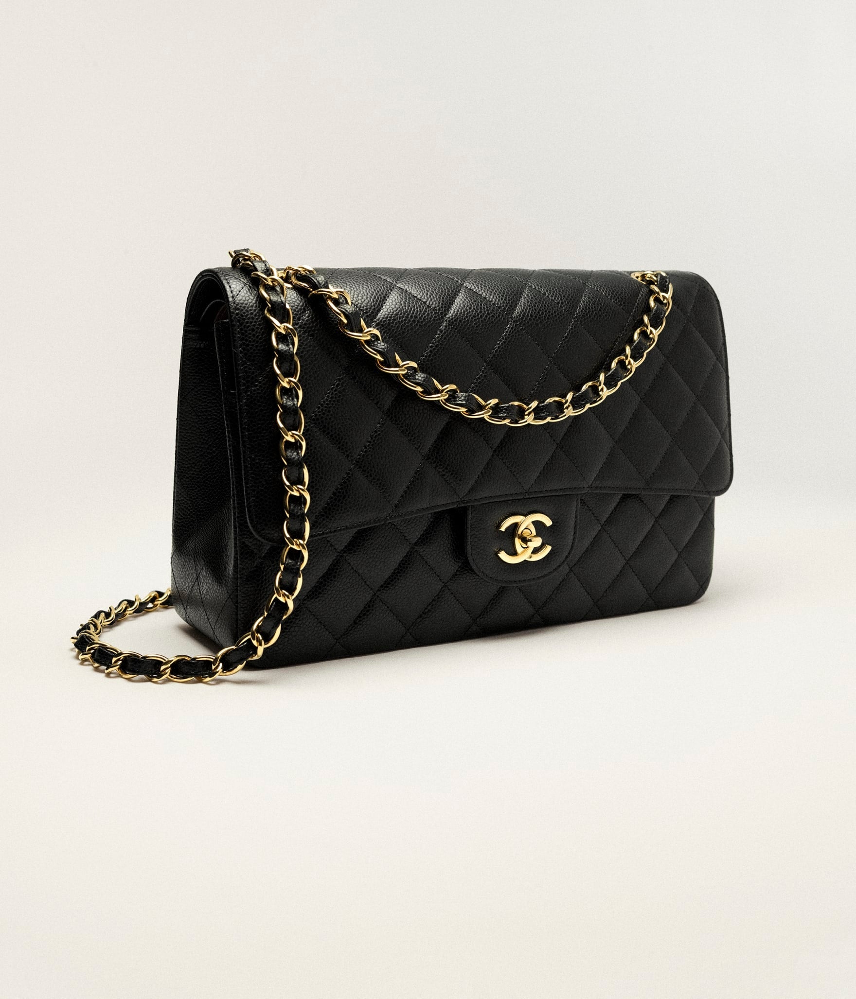 pre-owned coco-vault Chanel Black Classic Jumbo Double Flap Bag Caviar 2018