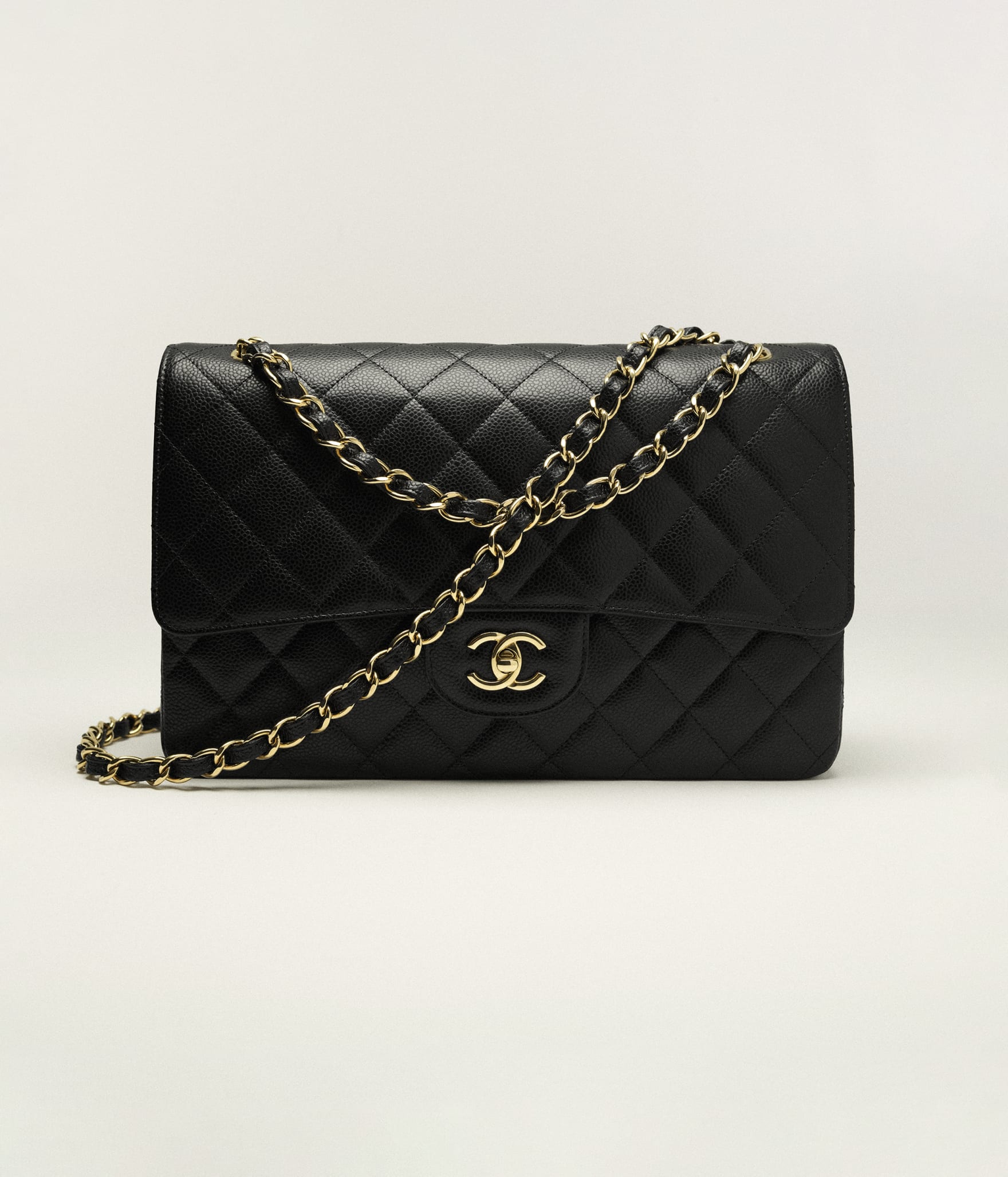 pre-owned coco-vault Chanel Black Classic Jumbo Double Flap Bag Caviar 2018