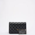 pre-owned coco-vault Chanel Black Quilted Caviar Leather Classic Wallet on Chain 2021