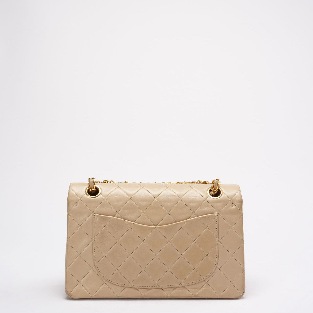 pre-owned coco-vault Chanel Vintage Beige Small Classic Double Flap Bag 1994