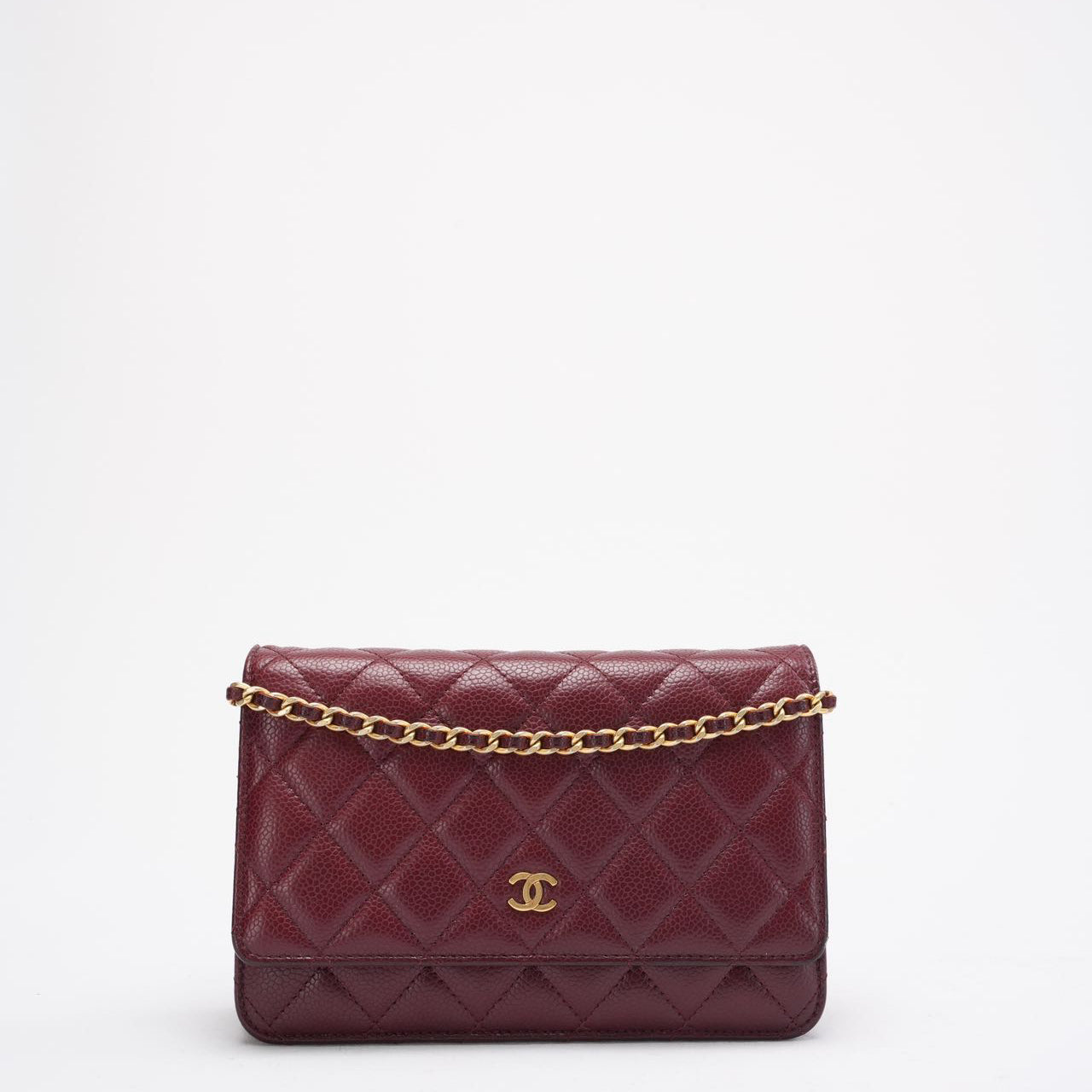 pre-owned coco-vault Chanel Burgundy Classic Wallet on Chain (WOC) 2016