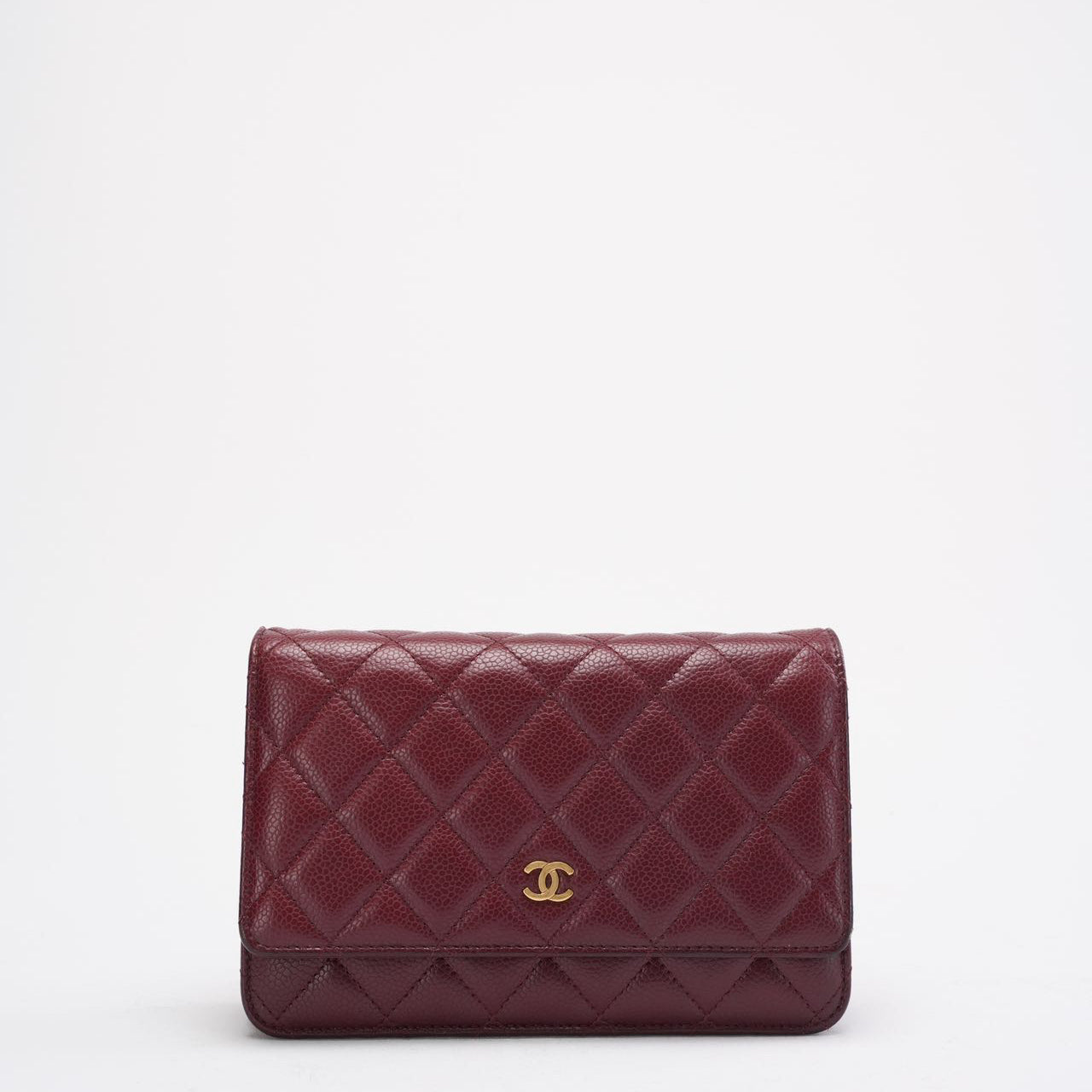 pre-owned coco-vault Chanel Burgundy Classic Wallet on Chain (WOC) 2016