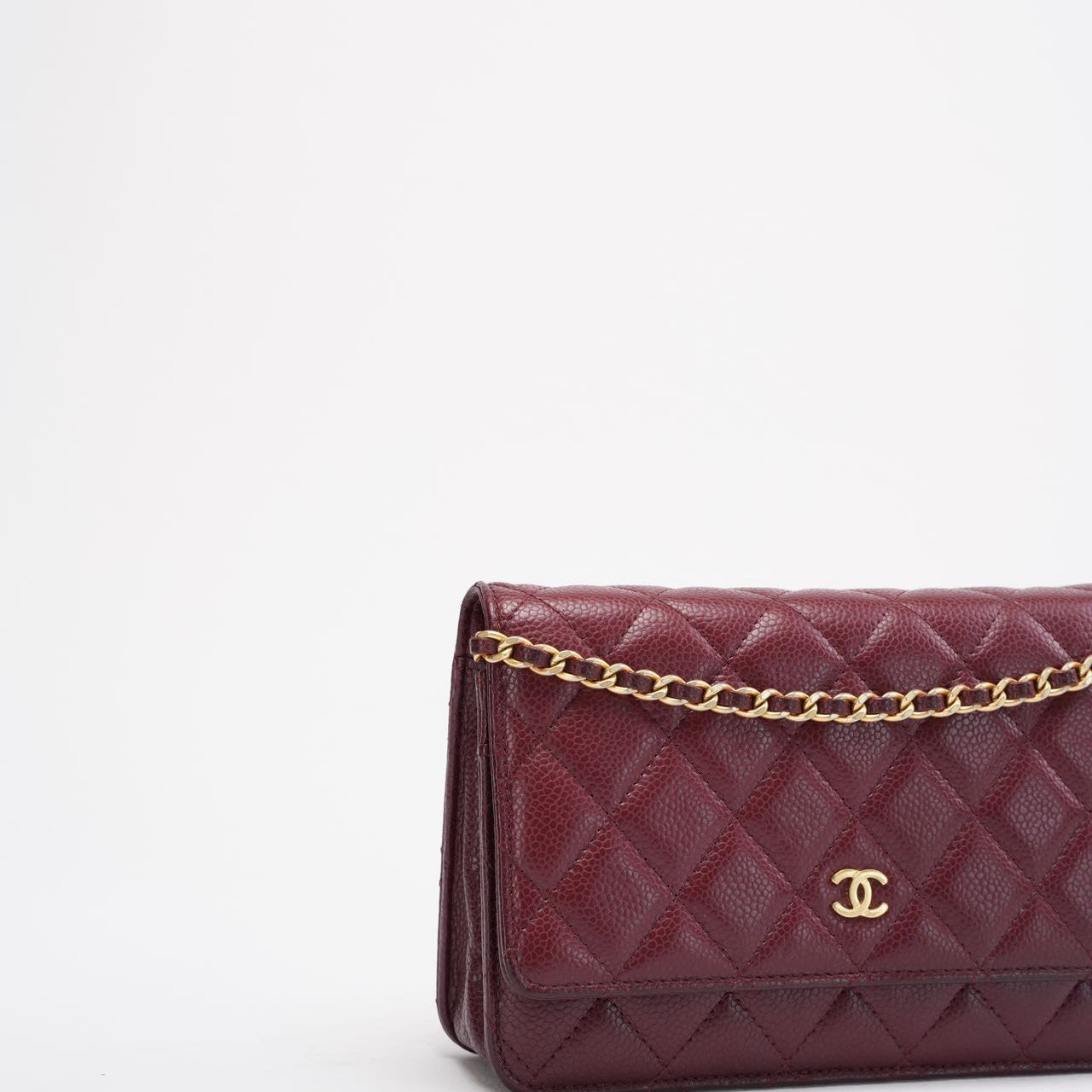 pre-owned coco-vault Chanel Burgundy Classic Wallet on Chain (WOC) 2016