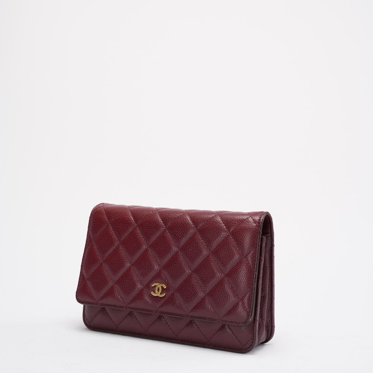 pre-owned coco-vault Chanel Burgundy Classic Wallet on Chain (WOC) 2016