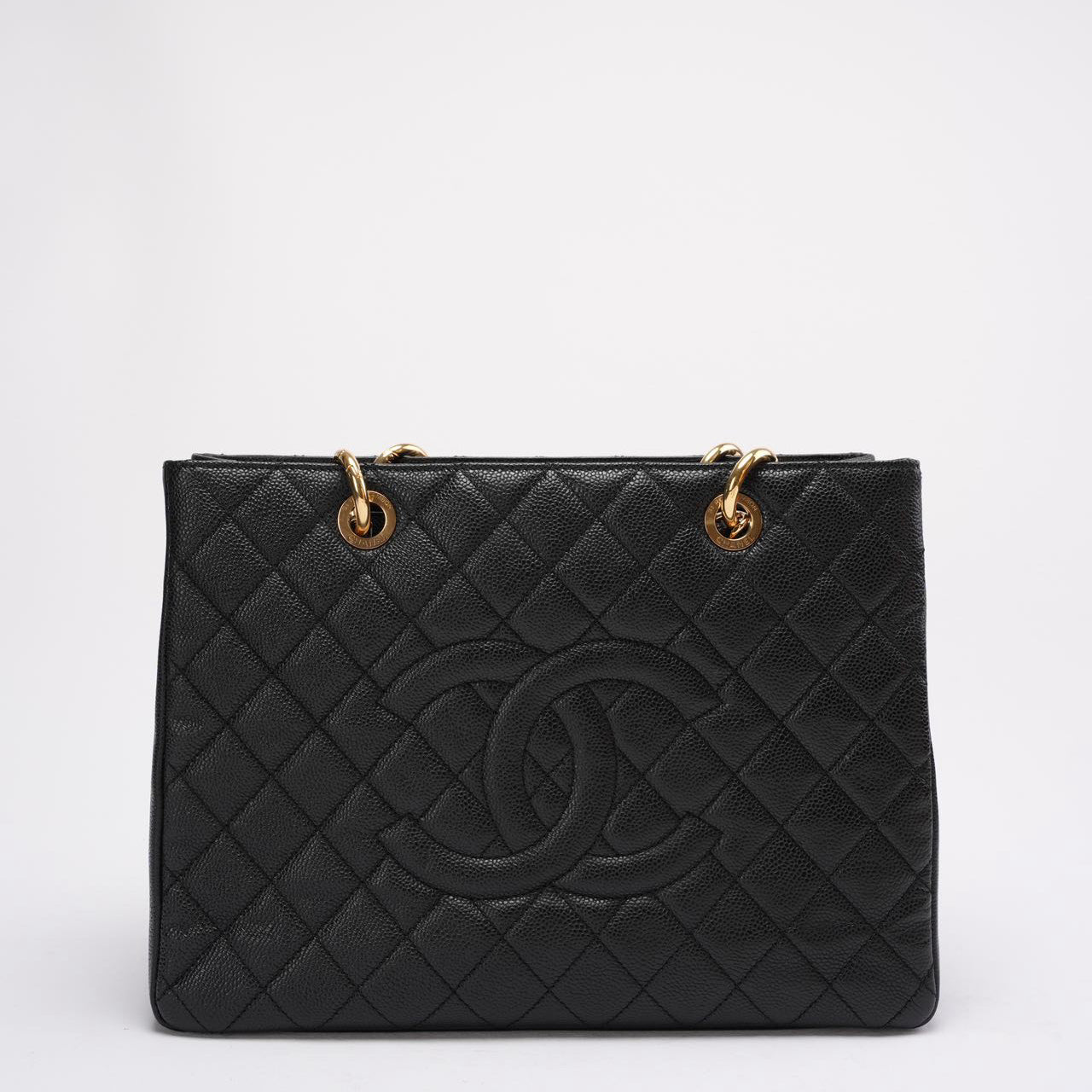 pre-owned coco-vault Chanel Shopping Tote GST Caviar Black  2013