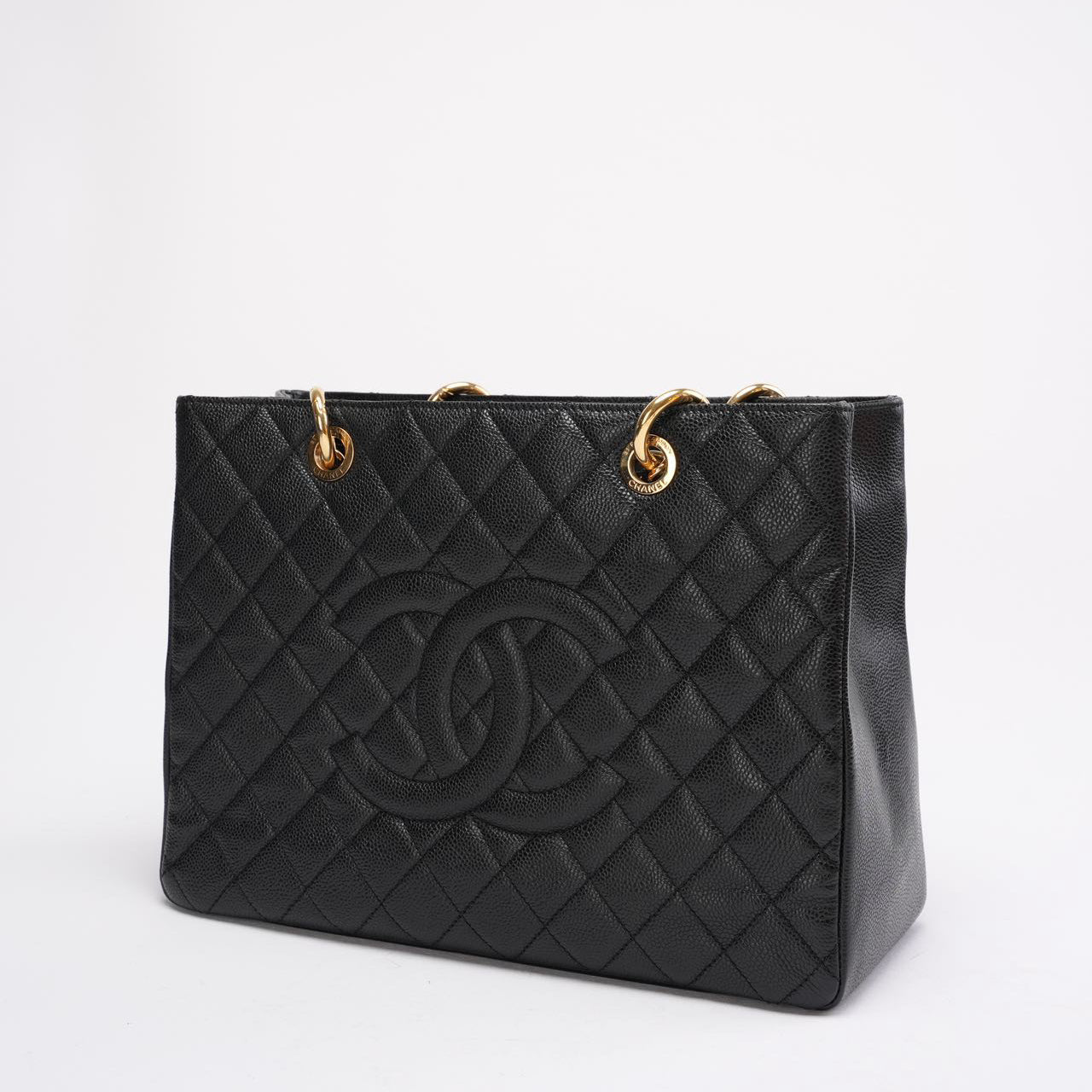 pre-owned coco-vault Chanel Shopping Tote GST Caviar Black  2013