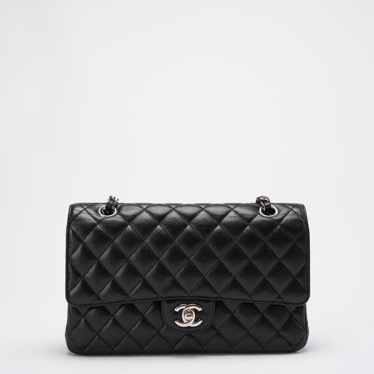 pre-owned coco-vault Chanel Black Medium Classic Double Flap Bag Caviar 2014