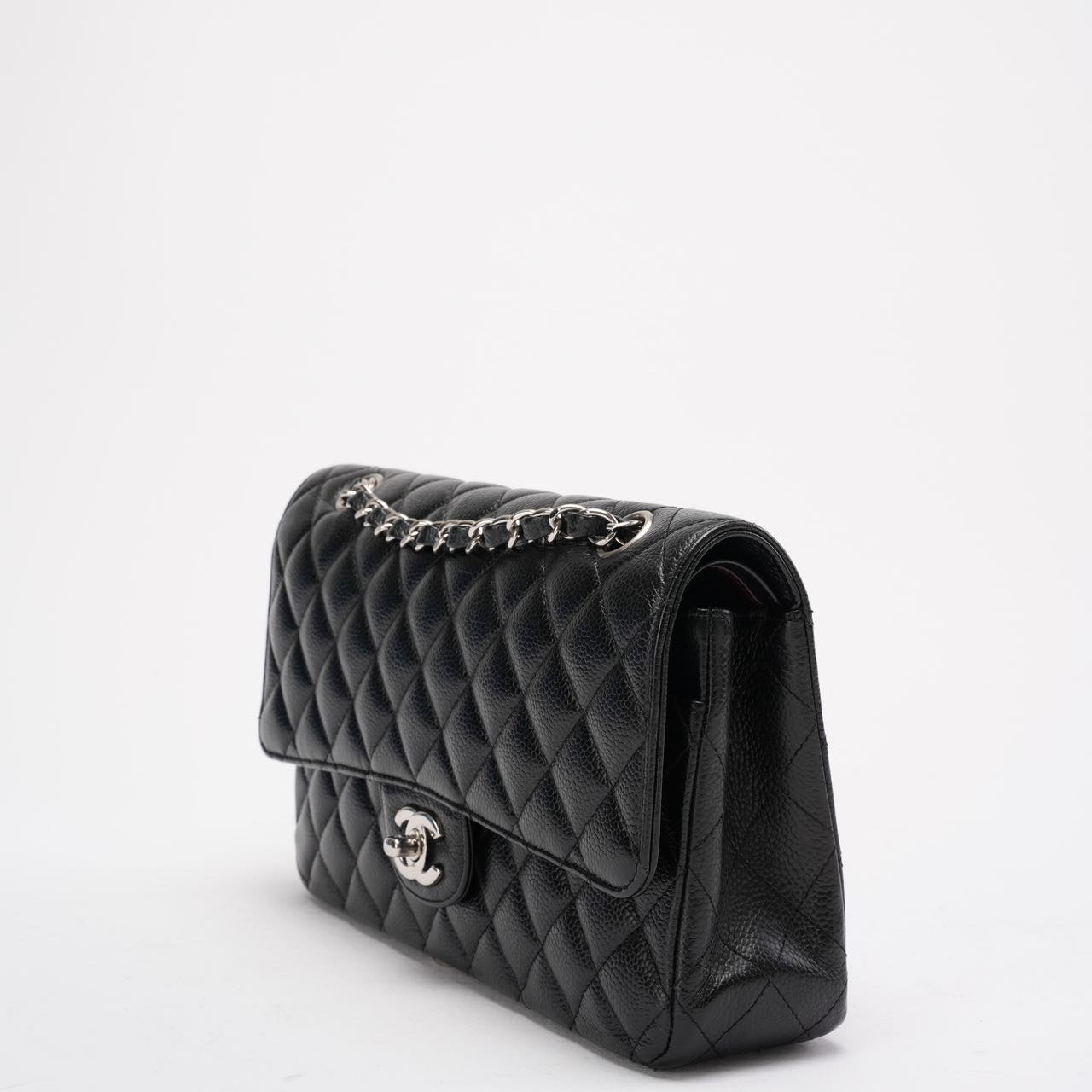 pre-owned coco-vault Chanel Black Medium Classic Double Flap Bag Caviar 2014