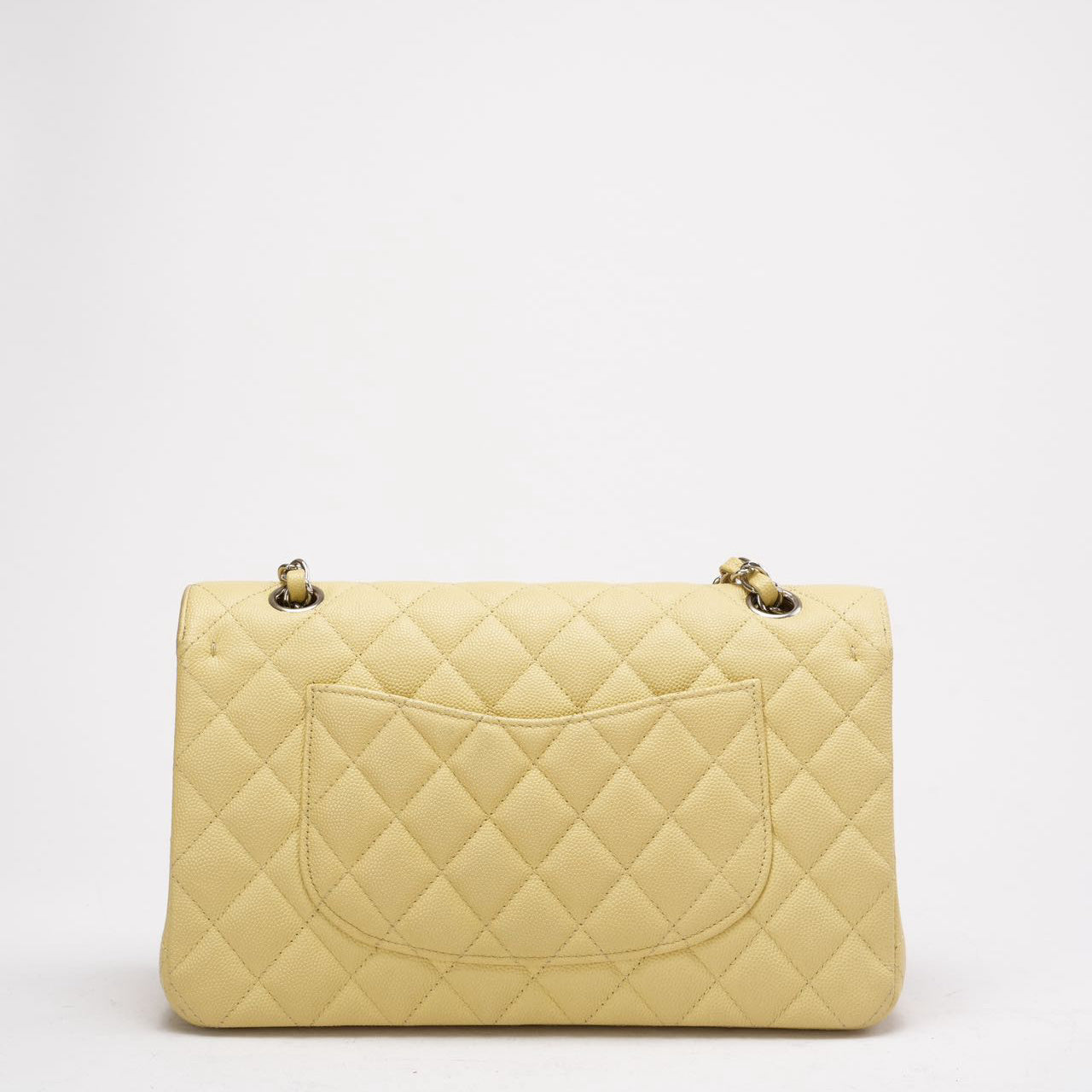 pre-owned coco-vault Chanel Yellow Medium Double Flap Caviar Quilted 2018