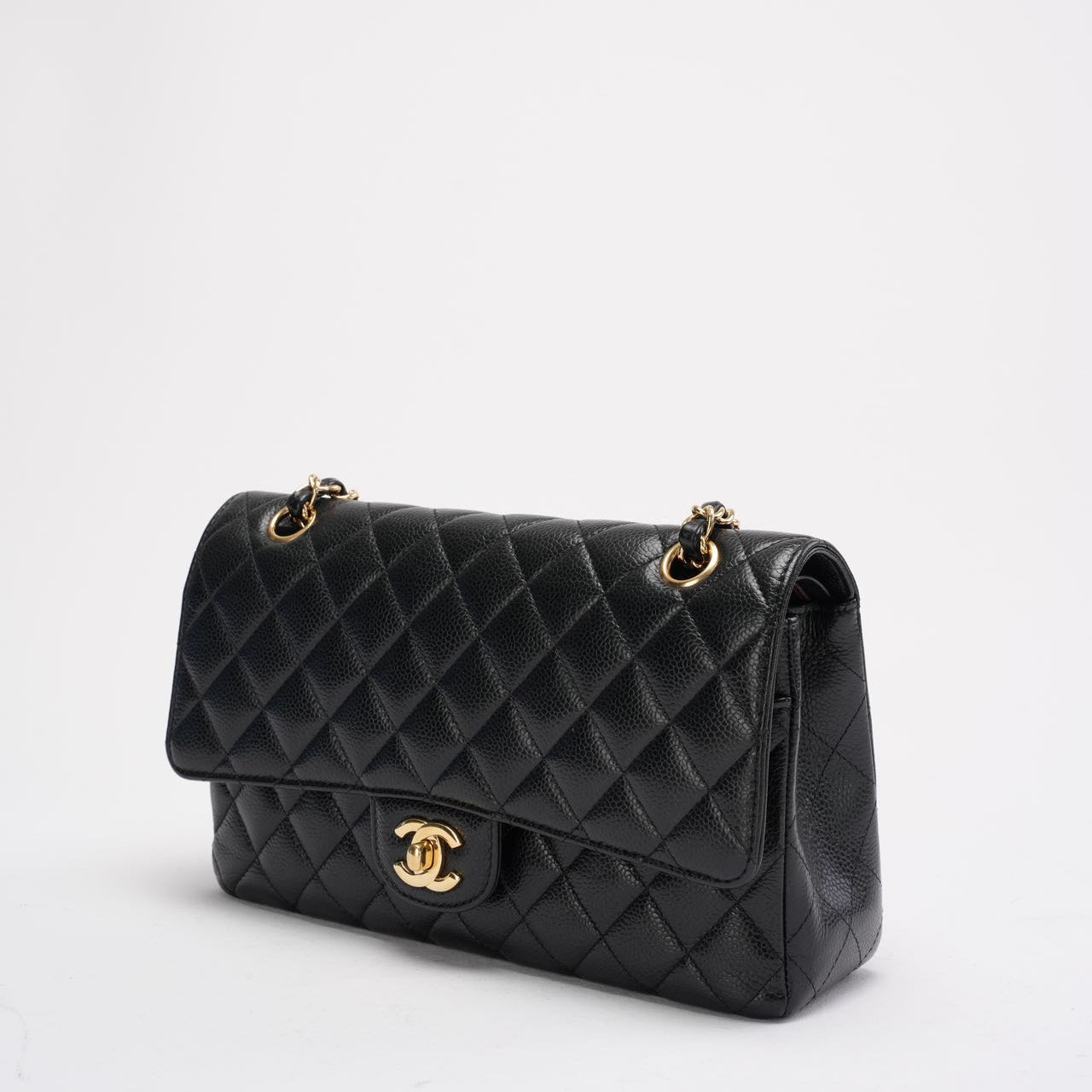 pre-owned coco-vault Chanel Black Medium Classic Double Flap Quilted Caviar 2016