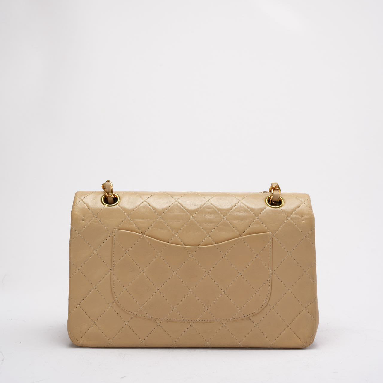 pre-owned coco-vault Chanel Vintage Beige Lambskin Medium Double Flap 1997
