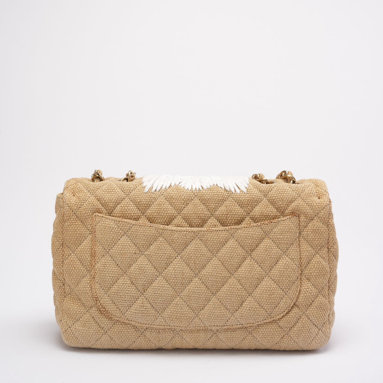 pre-owned coco-vault Chanel Tweed Raffia Coco Country Jumbo Flap 2010
