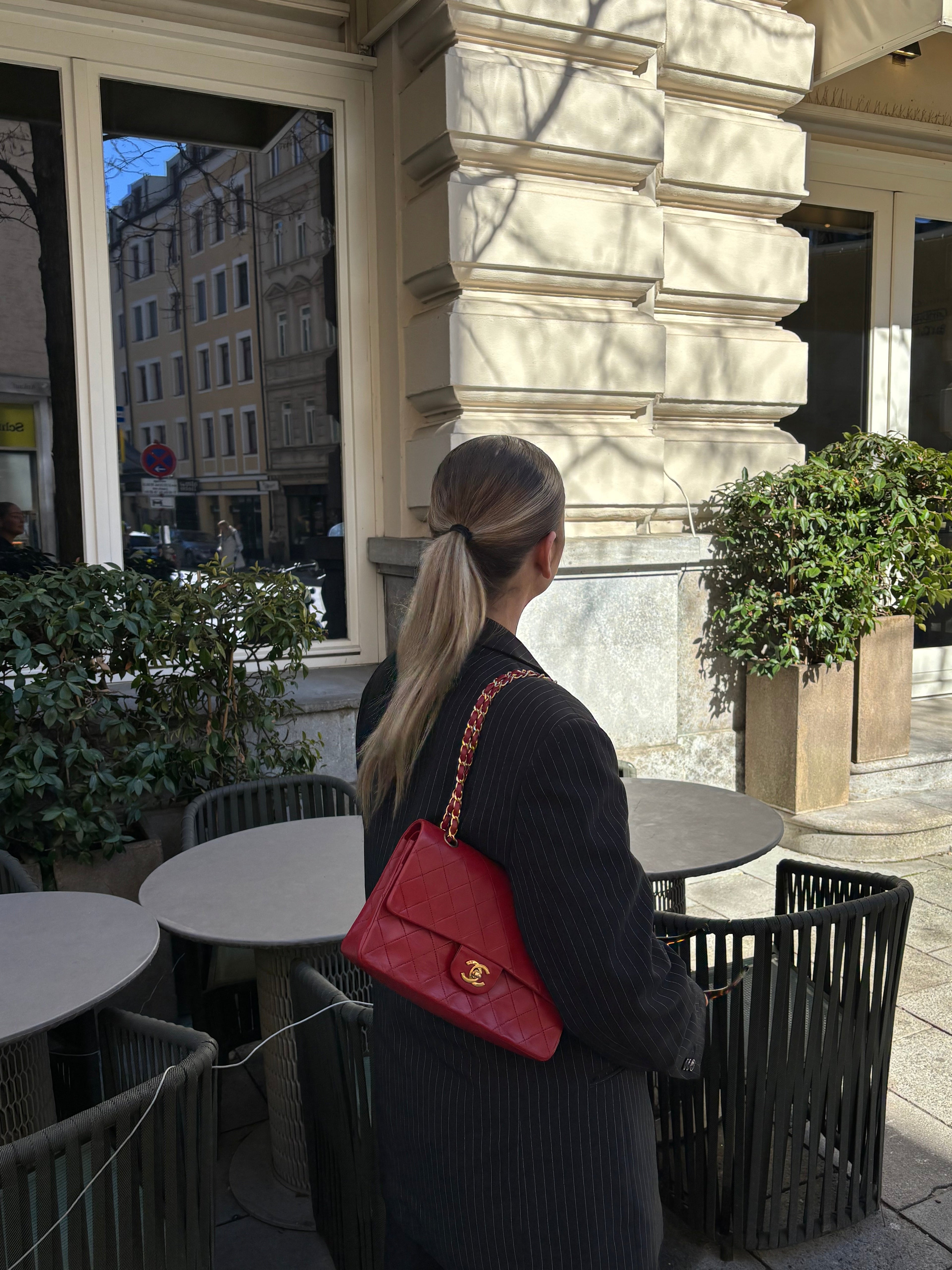 pre-owned coco-vault Chanel Vintage Red Classic Double Flap Bag 1988
