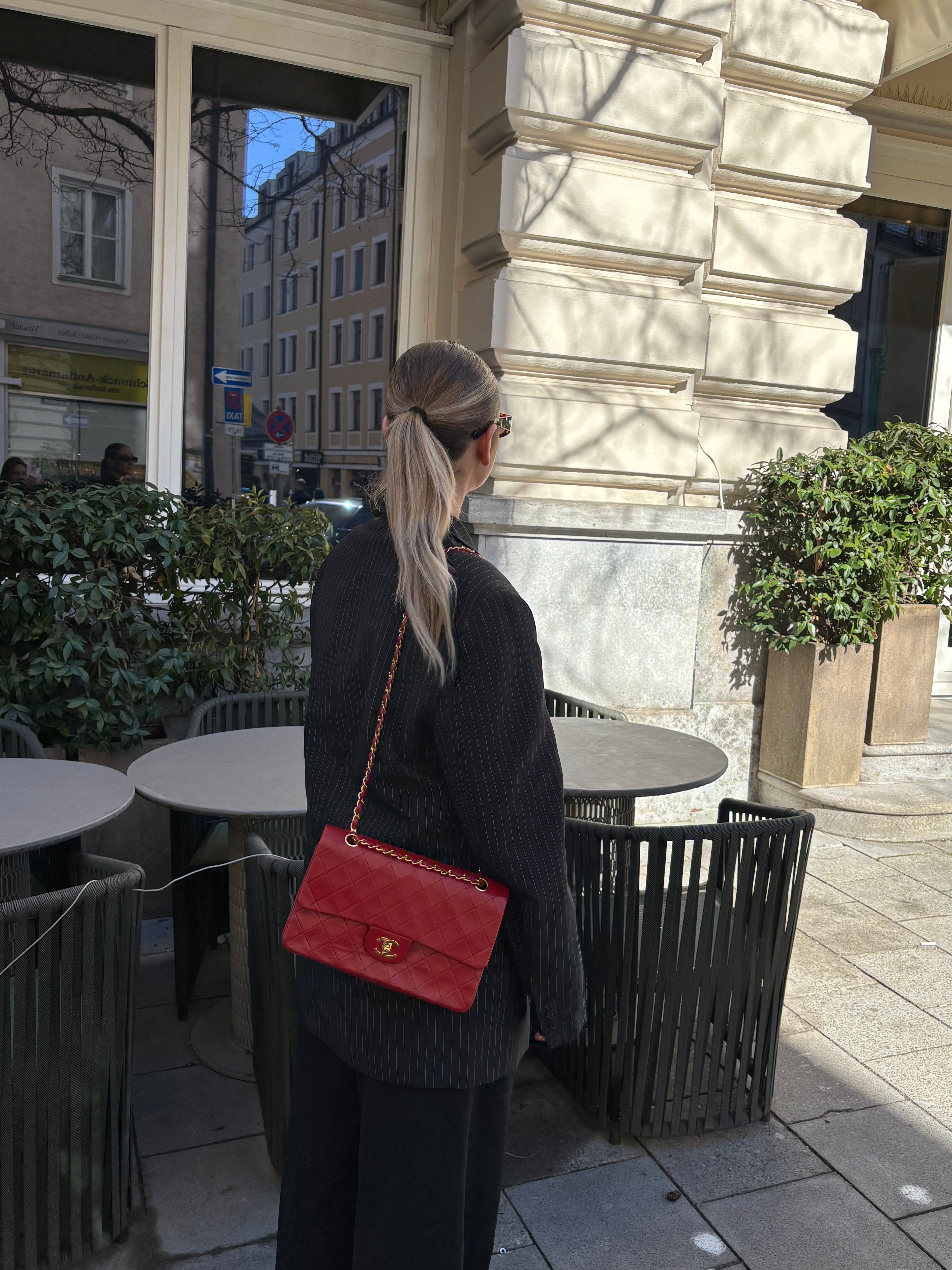 pre-owned coco-vault Chanel Vintage Red Classic Double Flap Bag 1988