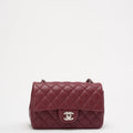 pre-owned coco-vault Chanel Burgundy Red Mini Tangle Classic Flap Bag 2020