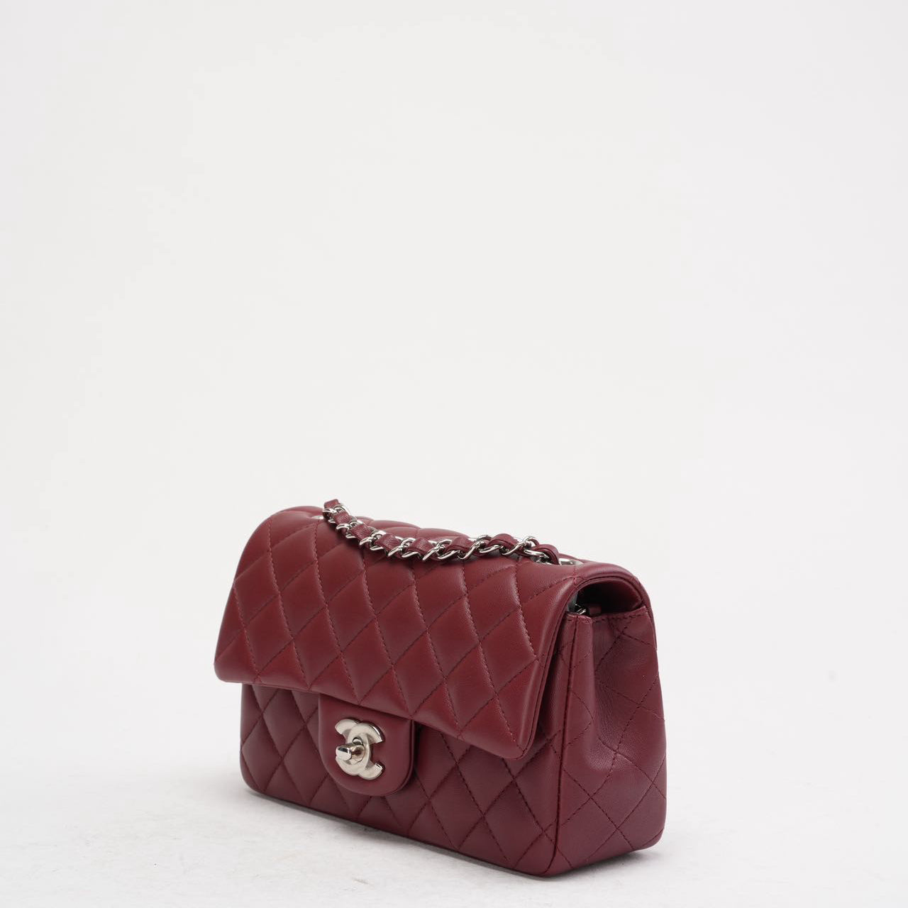 pre-owned coco-vault Chanel Burgundy Red Mini Tangle Classic Flap Bag 2020