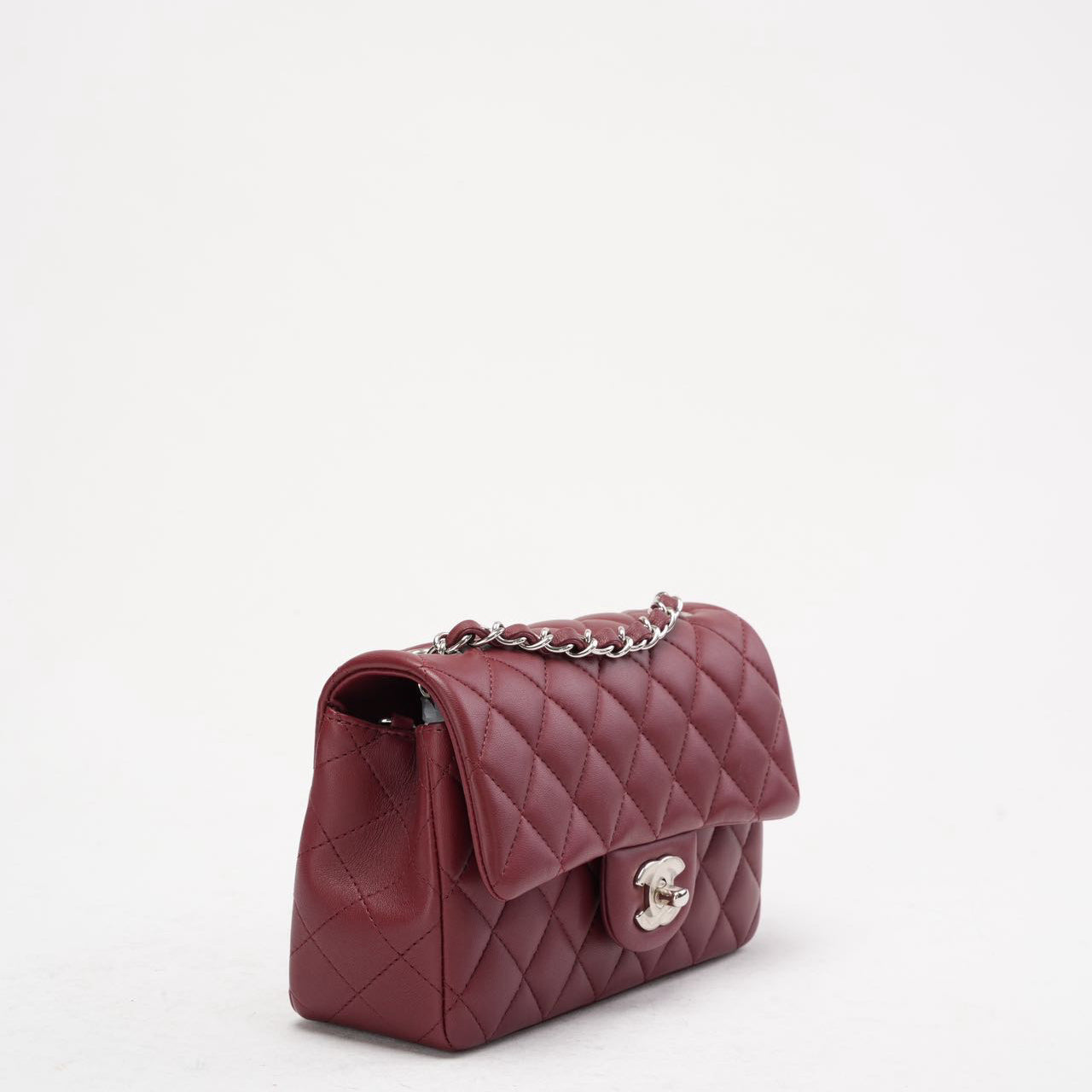 pre-owned coco-vault Chanel Burgundy Red Mini Tangle Classic Flap Bag 2020