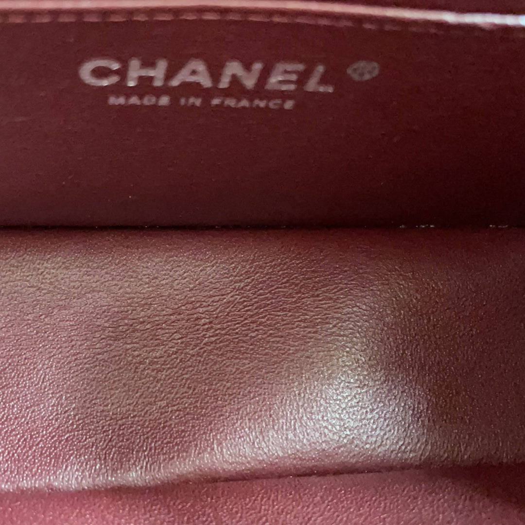 pre-owned coco-vault Chanel Burgundy Red Mini Tangle Classic Flap Bag 2020