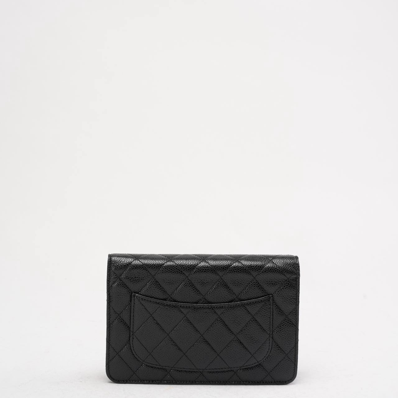 pre-owned coco-vault Chanel Black Classic Wallet on Chain (WOC) Caviar 2014