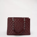 pre-owned coco-vault Chanel Grand Shopping Tote (GST) in Burgundy Caviar 2014