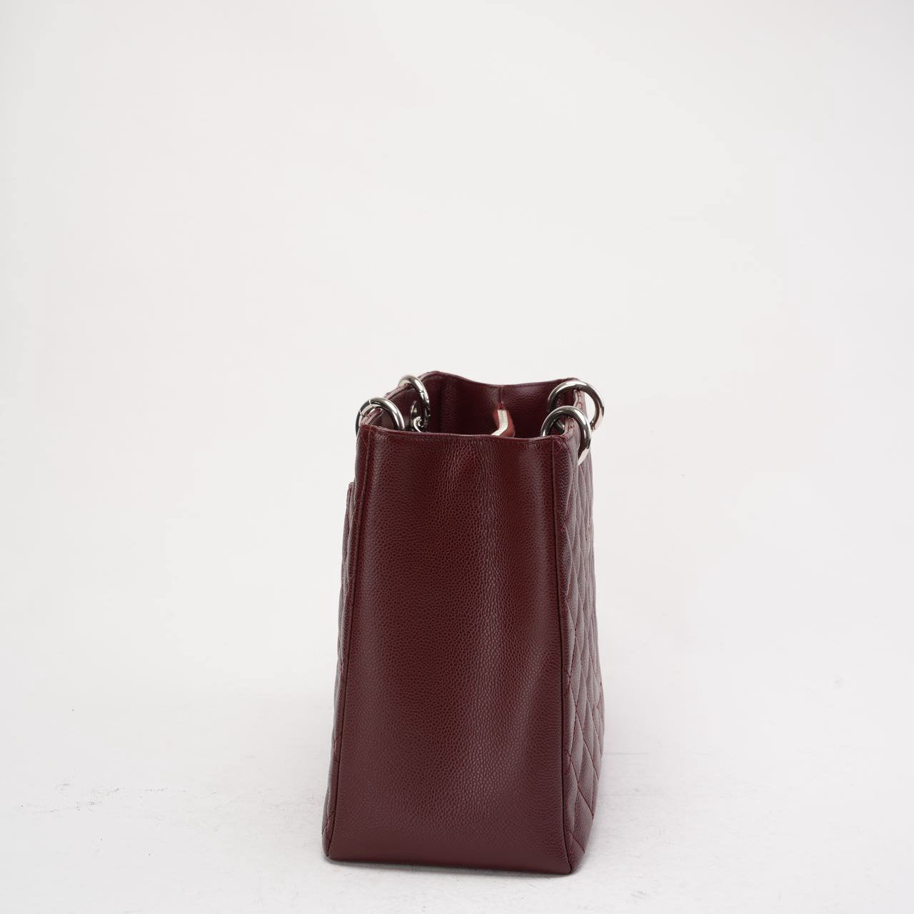 pre-owned coco-vault Chanel Grand Shopping Tote (GST) in Burgundy Caviar 2014