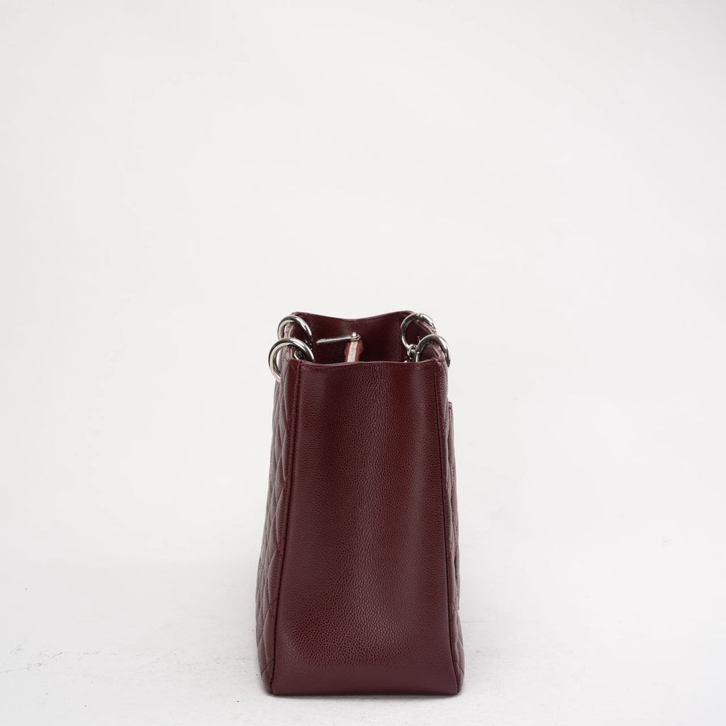 pre-owned coco-vault Chanel Grand Shopping Tote (GST) in Burgundy Caviar 2014