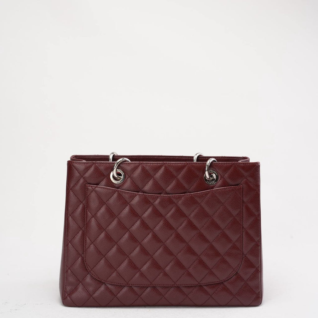 pre-owned coco-vault Chanel Grand Shopping Tote (GST) in Burgundy Caviar 2014