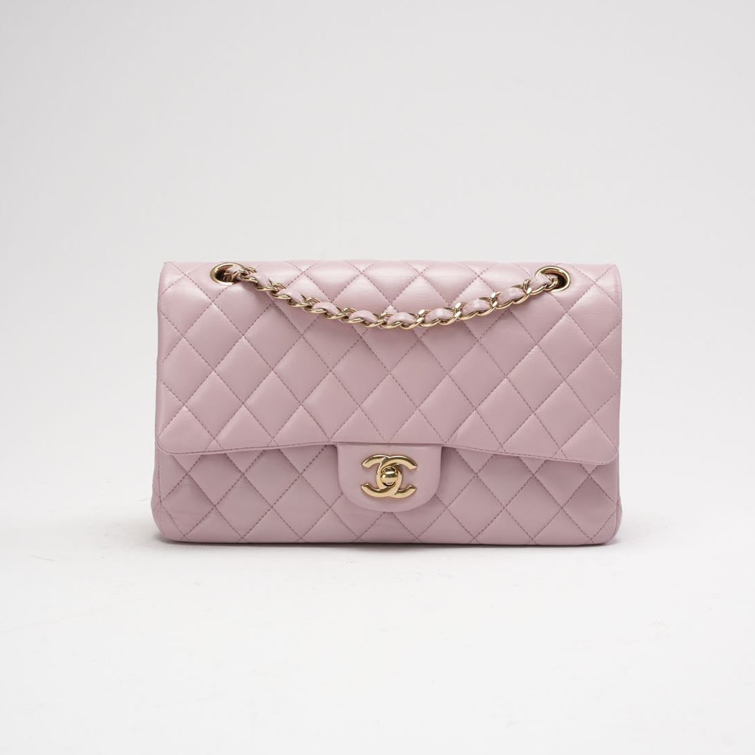 pre-owned coco-vault Chanel Pink Quilted Medium Classic Double Flap Bag 2017