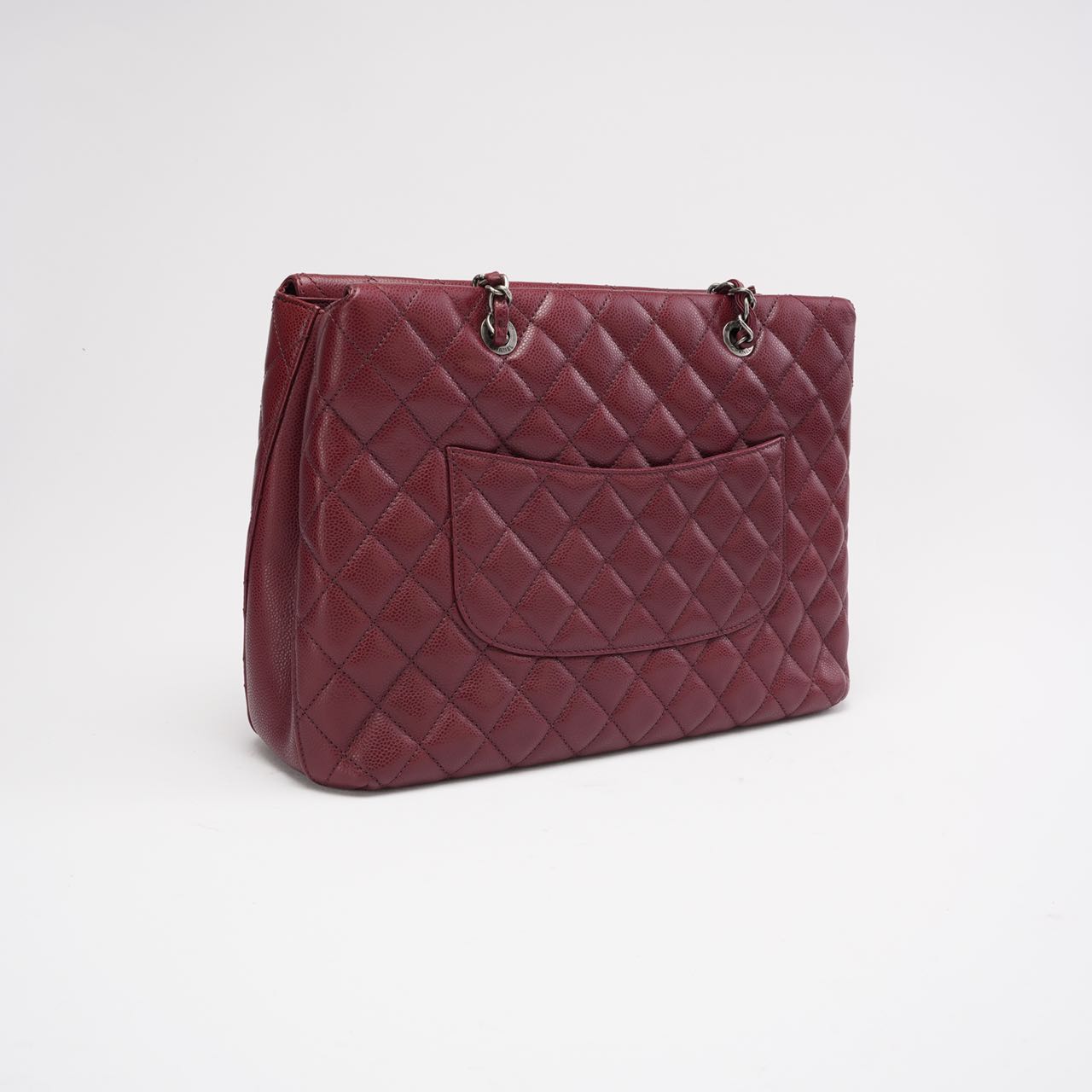 pre-owned coco-vault Chanel Burgundy Red Caviar Leather City Shopping Tote Bag 2016
