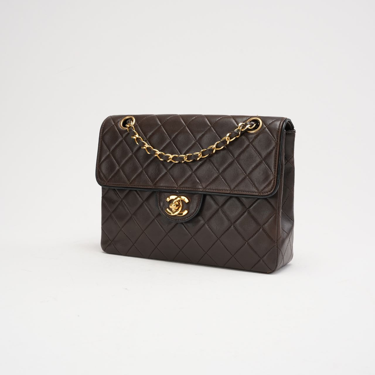 pre-owned coco-vault Chanel Vintage Brown Two-Tone Classic Flap Bag 1991