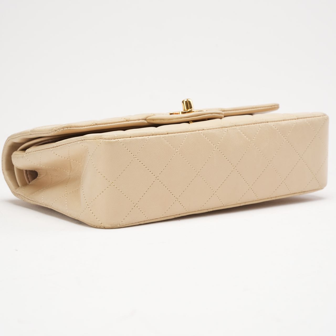pre-owned coco-vault Chanel Vintage Beige Small Classic Double Flap Bag 1994