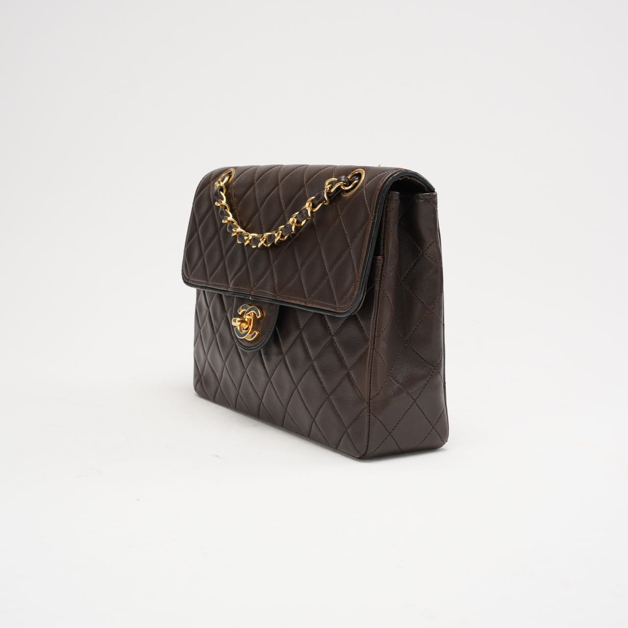 pre-owned coco-vault Chanel Vintage Brown Two-Tone Classic Flap Bag 1991