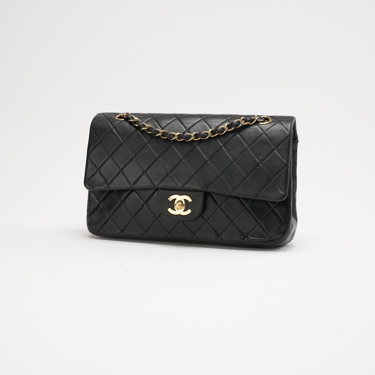 pre-owned coco-vault Chanel Vintage Black Medium Classic Double Flap Bag 2003