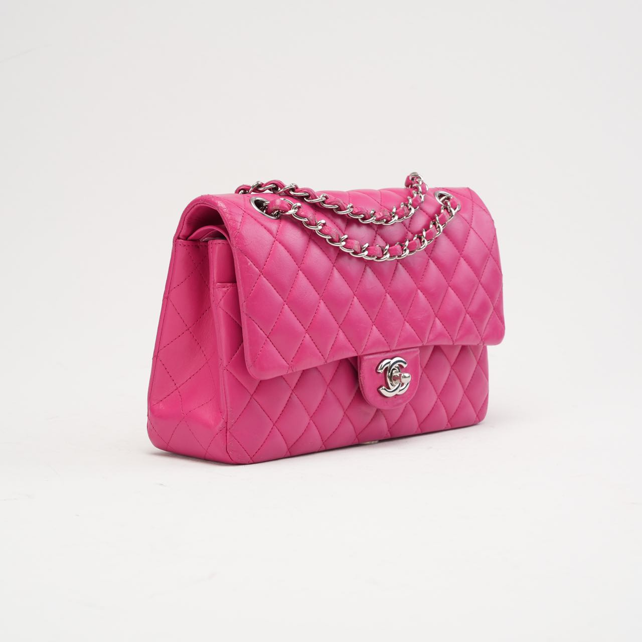 pre-owned coco-vault Chanel Pink Timeless Medium Double Flap Bag 2014