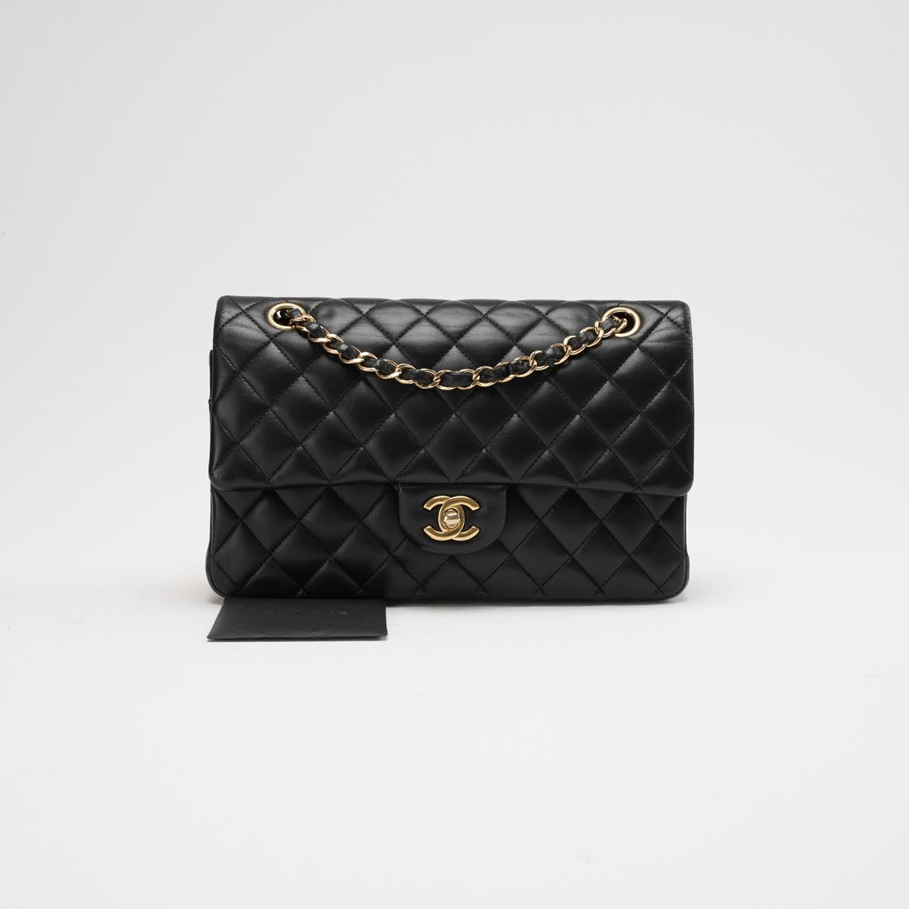pre-owned coco-vault Chanel Classic Medium Double Flap Bag  Black Lambskin 2012
