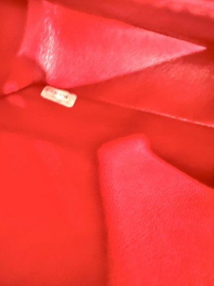 Pre-owned CHANEL Lambskin Red Shoulder Purse Gold Chain Double Flap Card Bag Box Lg/Med