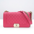 Pre-owned CHANEL Boy Chanel Medium 25 A67086 Caviarskin Leather Bag With Seal #53833A