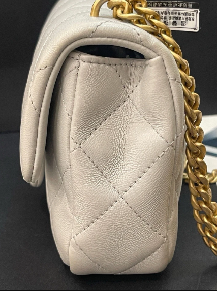 Pre-owned Chanel 25C Light Grey Lambskin Flap Bag
